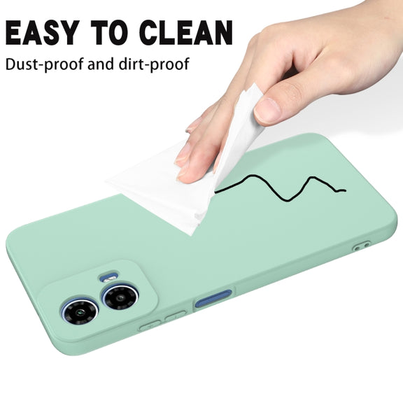 For Motorola Moto G34 Pure Color Liquid Silicone Shockproof Phone Case(Green)