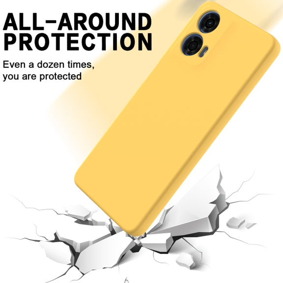 For Motorola Moto G24 Power Pure Color Liquid Silicone Shockproof Phone Case(Yellow)
