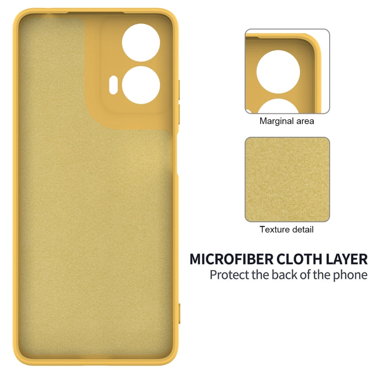 For Motorola Moto G24 Power Pure Color Liquid Silicone Shockproof Phone Case(Yellow)