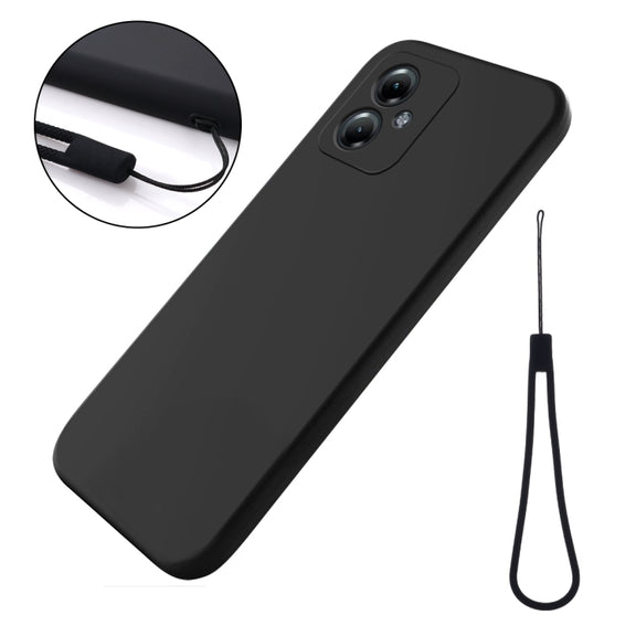 For Motorola Moto G64 Pure Color Liquid Silicone Shockproof Phone Case(Black)