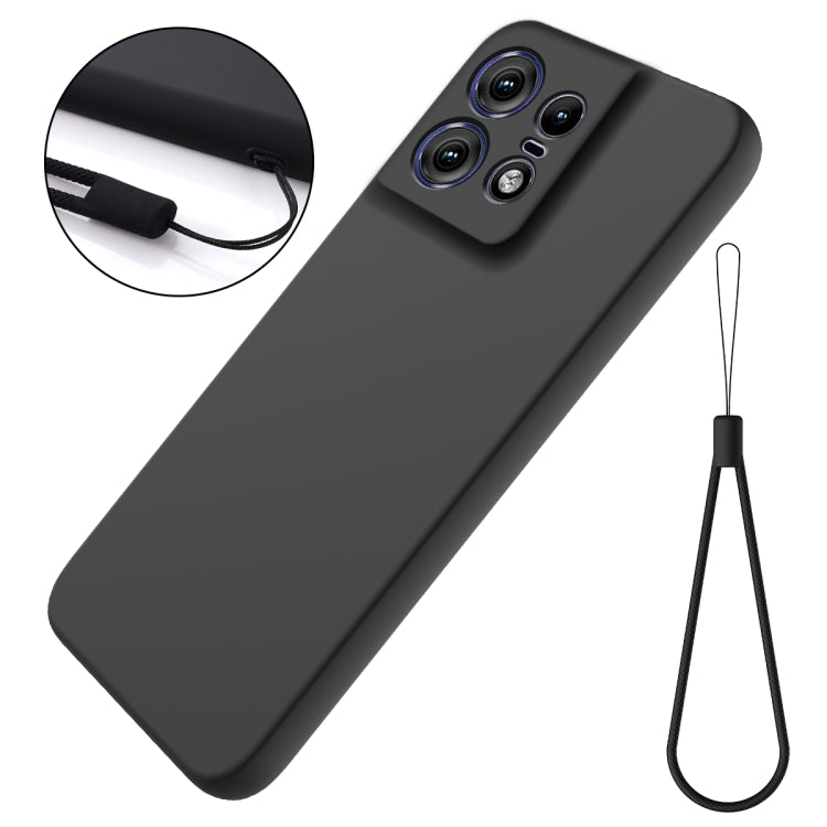 For Motorola Edge 50 Pro Solid Color Liquid Silicone Dropproof Full Coverage Phone Case(Black)