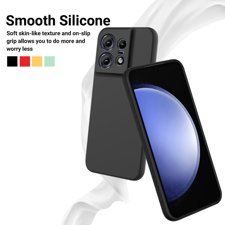 For Motorola Edge 50 Pro Solid Color Liquid Silicone Dropproof Full Coverage Phone Case(Black)