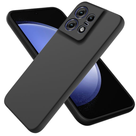 For Motorola Edge 50 Pro Solid Color Liquid Silicone Dropproof Full Coverage Phone Case(Black)