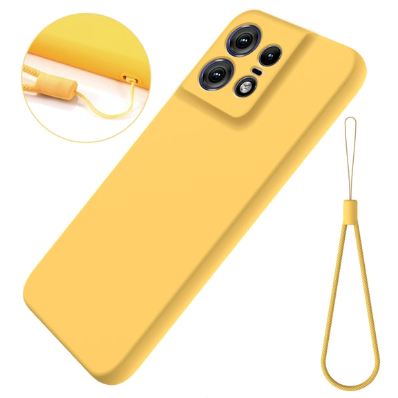 For Motorola Edge 50 Pro Pure Color Liquid Silicone Shockproof Phone Case(Yellow)