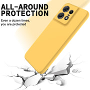 For Motorola Edge 50 Pro Pure Color Liquid Silicone Shockproof Phone Case(Yellow)