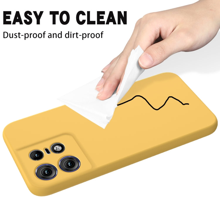 For Motorola Edge 50 Pro Pure Color Liquid Silicone Shockproof Phone Case(Yellow)