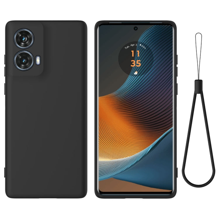 For Motorola Moto G85 Solid Color Liquid Silicone Dropproof Full Coverage Phone Case(Black)