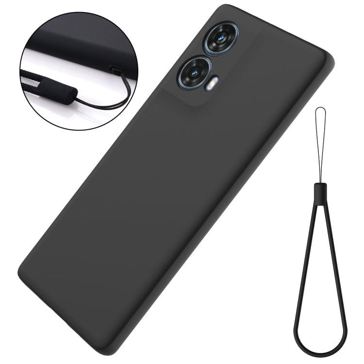 For Motorola Moto G85 Solid Color Liquid Silicone Dropproof Full Coverage Phone Case(Black)