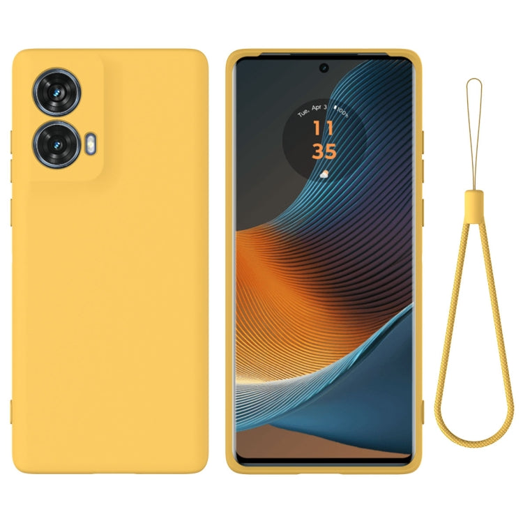 For Motorola Moto G85 Solid Color Liquid Silicone Dropproof Full Coverage Phone Case(Yellow)