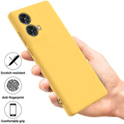 For Motorola Moto G85 Solid Color Liquid Silicone Dropproof Full Coverage Phone Case(Yellow)