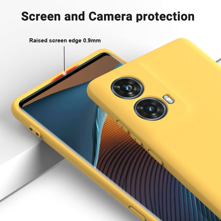 For Motorola Moto G85 Solid Color Liquid Silicone Dropproof Full Coverage Phone Case(Yellow)