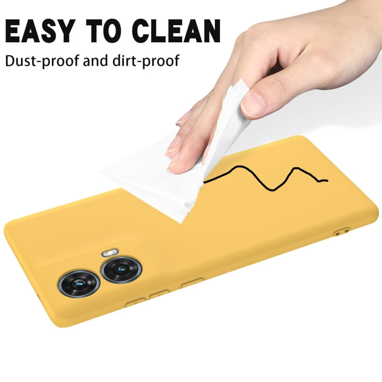 For Motorola Moto G85 Solid Color Liquid Silicone Dropproof Full Coverage Phone Case(Yellow)