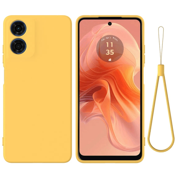 For Motorola Moto E14 Solid Color Liquid Silicone Dropproof Full Coverage Phone Case(Yellow)