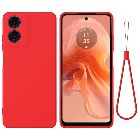 For Motorola Moto E14 Solid Color Liquid Silicone Dropproof Full Coverage Phone Case(Red)