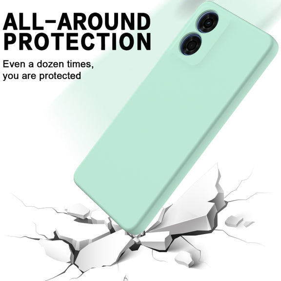 For Motorola Moto E14 Solid Color Liquid Silicone Dropproof Full Coverage Phone Case(Green)