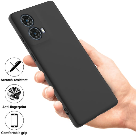 For Motorola S50 Neo Solid Color Liquid Silicone Dropproof Full Coverage Phone Case(Black)