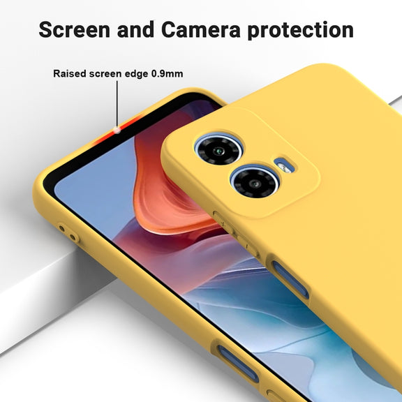For Motorola Moto G Power 2024 Pure Color Liquid Silicone Shockproof Phone Case(Yellow)