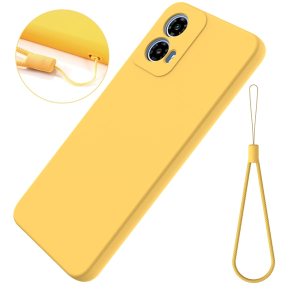 For Motorola Moto G45 Solid Color Liquid Silicone Dropproof Full Coverage Phone Case(Yellow)
