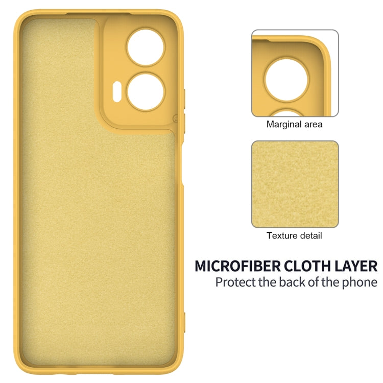 For Motorola Moto G35 Solid Color Liquid Silicone Dropproof Full Coverage Phone Case(Yellow)