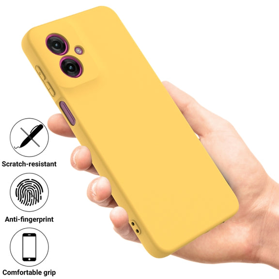For Motorola Moto G55 Solid Color Liquid Silicone Dropproof Full Coverage Phone Case(Yellow)