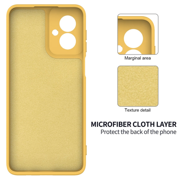 For Motorola Moto G55 Solid Color Liquid Silicone Dropproof Full Coverage Phone Case(Yellow)