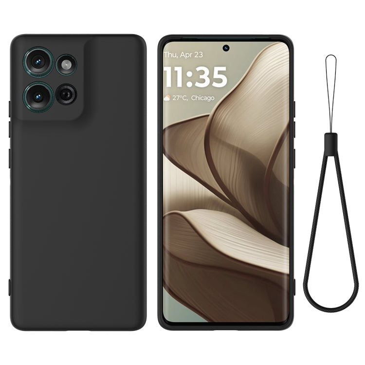 For Motorola Moto G75 Solid Color Liquid Silicone Dropproof Full Coverage Phone Case(Black)