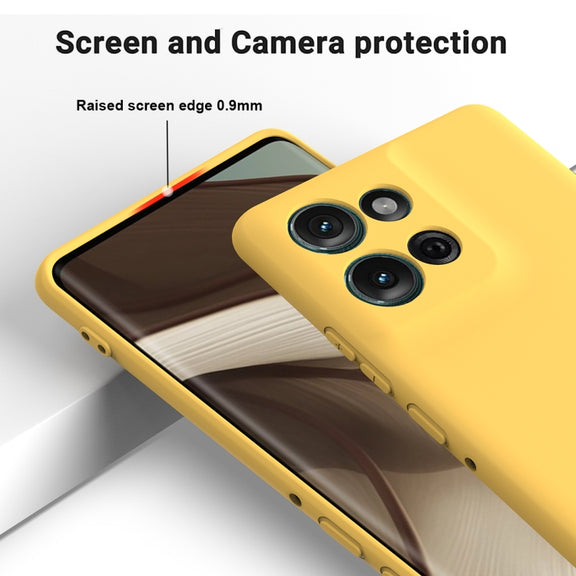 For Motorola Moto G75 Solid Color Liquid Silicone Dropproof Full Coverage Phone Case(Yellow)