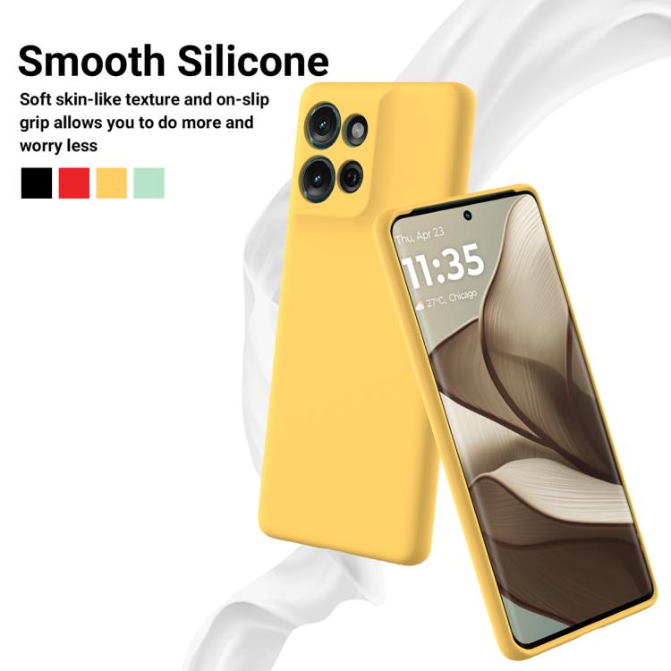 For Motorola Moto G Play 2025 Solid Color Liquid Silicone Dropproof Full Coverage Phone Case(Yellow)