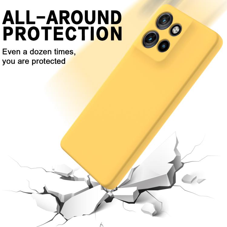 For Motorola Moto G Power 2025 Solid Color Liquid Silicone Dropproof Full Coverage Phone Case(Yellow)