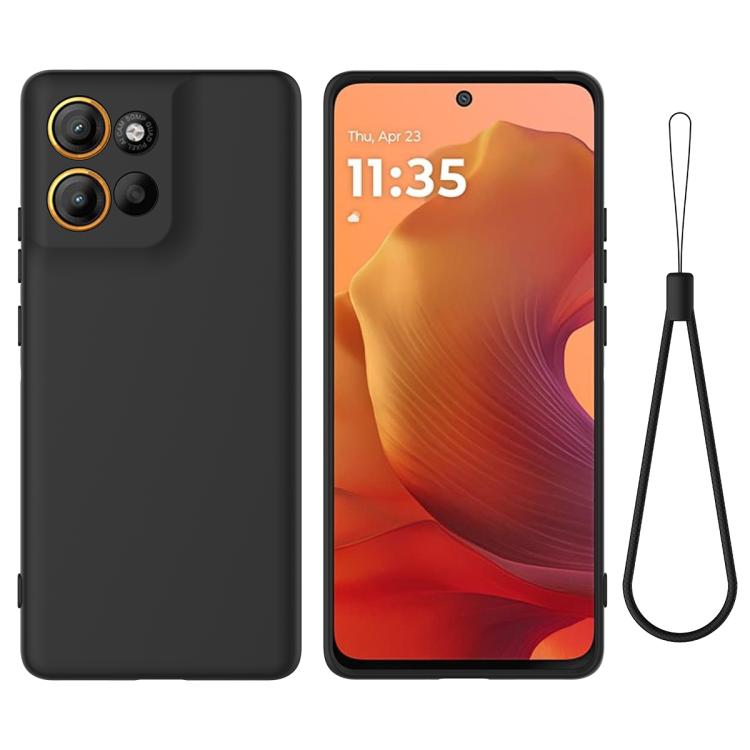 For Motorola Moto G15 Solid Color Liquid Silicone Dropproof Full Coverage Phone Case(Black)