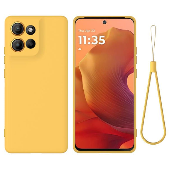 For Motorola Moto G15 Solid Color Liquid Silicone Dropproof Full Coverage Phone Case(Yellow)