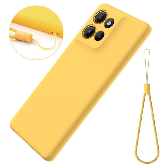 For Motorola Moto G15 Solid Color Liquid Silicone Dropproof Full Coverage Phone Case(Yellow)
