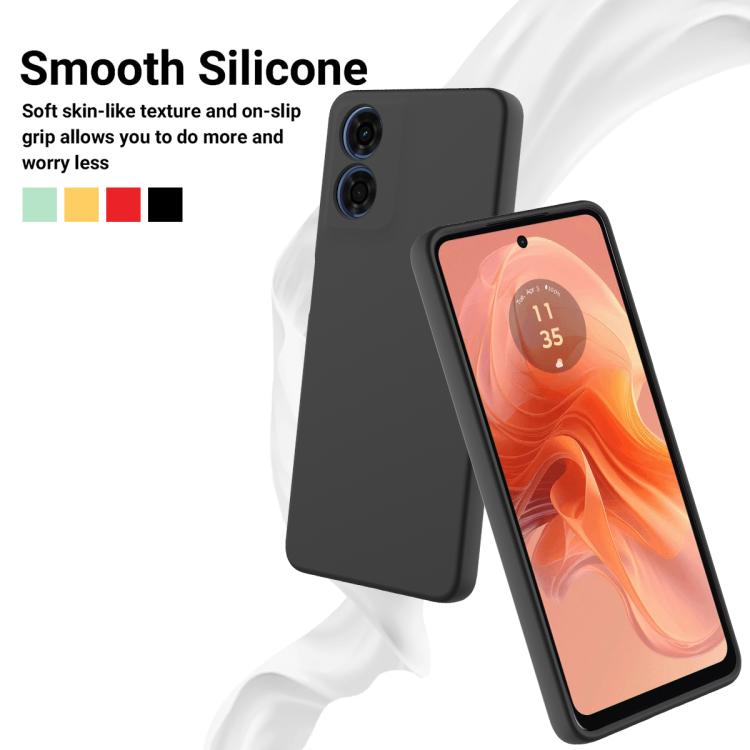 For Motorola Moto G04S 4G / E14 4G Solid Color Liquid Silicone Dropproof Full Coverage Phone Case(Black)