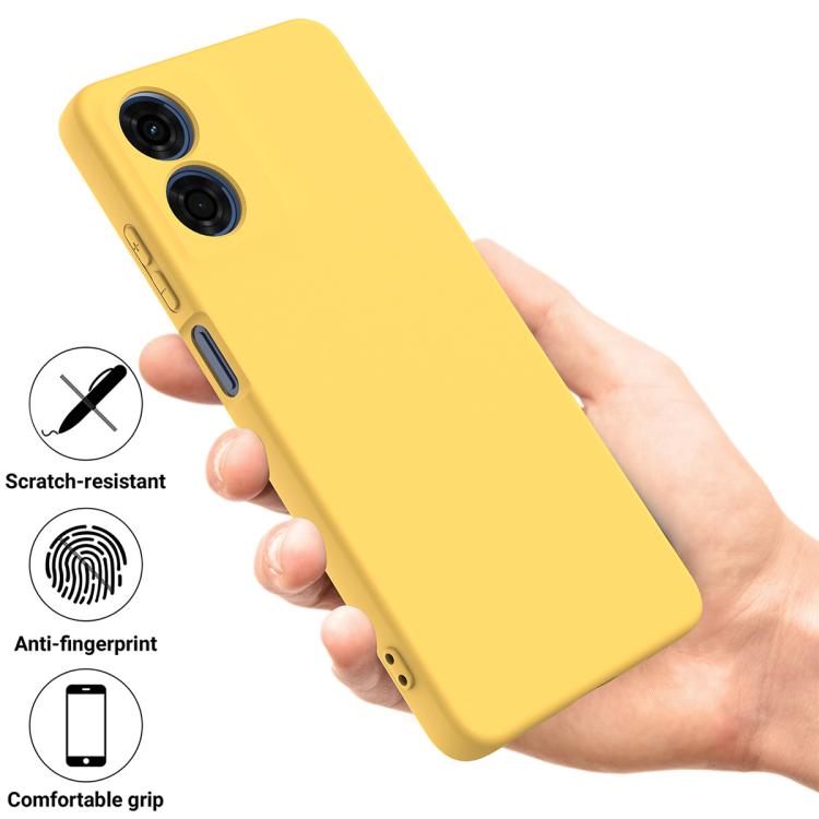 For Motorola Moto G04S 4G / E14 4G Solid Color Liquid Silicone Dropproof Full Coverage Phone Case(Yellow)