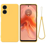 For Motorola Moto G04S 4G / E14 4G Solid Color Liquid Silicone Dropproof Full Coverage Phone Case(Yellow)