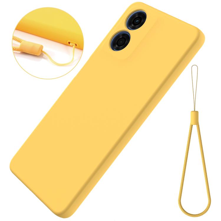 For Motorola Moto G04S 4G / E14 4G Solid Color Liquid Silicone Dropproof Full Coverage Phone Case(Yellow)