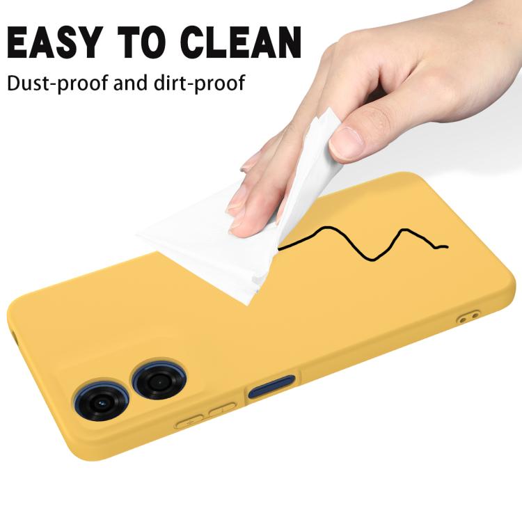 For Motorola Moto G04S 4G / E14 4G Solid Color Liquid Silicone Dropproof Full Coverage Phone Case(Yellow)