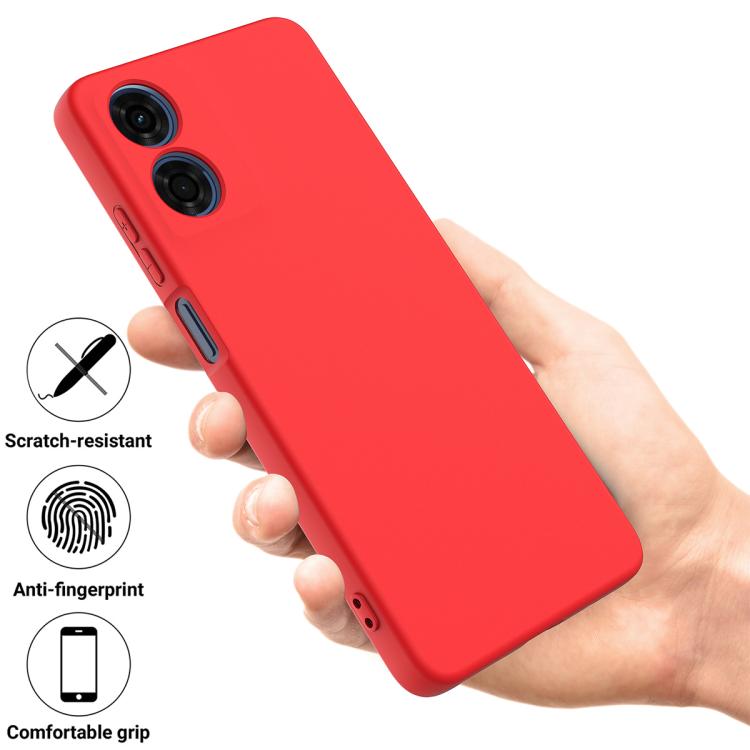 For Motorola Moto G04S 4G / E14 4G Solid Color Liquid Silicone Dropproof Full Coverage Phone Case(Red)