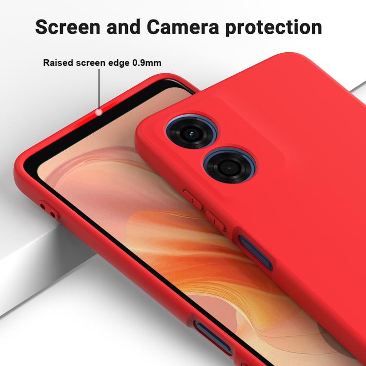 For Motorola Moto G04S 4G / E14 4G Solid Color Liquid Silicone Dropproof Full Coverage Phone Case(Red)