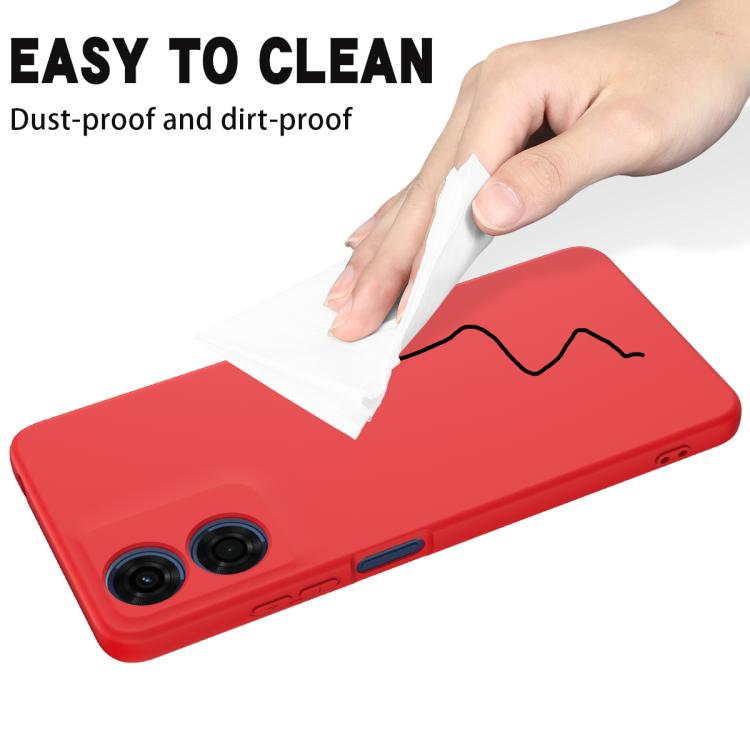For Motorola Moto G04S 4G / E14 4G Solid Color Liquid Silicone Dropproof Full Coverage Phone Case(Red)