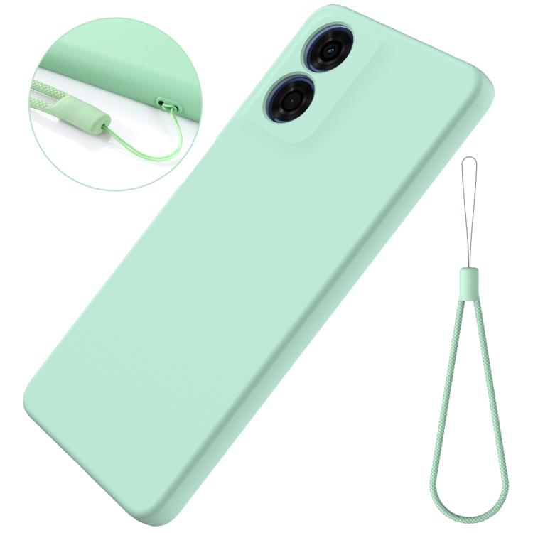 For Motorola Moto G04S 4G / E14 4G Solid Color Liquid Silicone Dropproof Full Coverage Phone Case(Green)