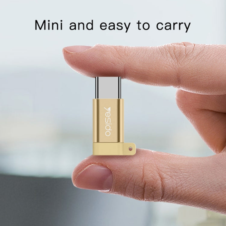 Yesido GS04 Type-C to Micro USB Mini Connector Adapter with Keychain(Black)