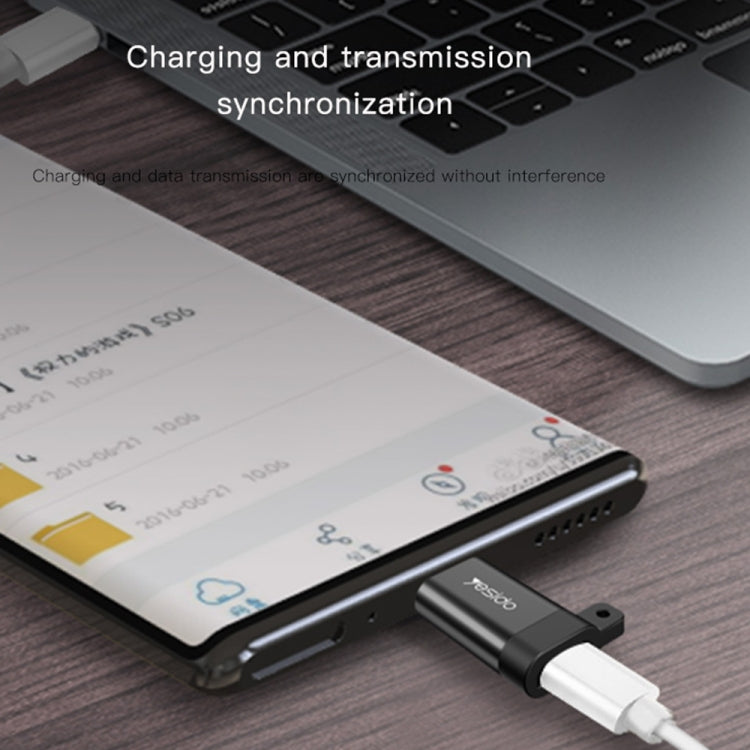 Yesido GS04 Type-C to Micro USB Mini Connector Adapter with Keychain(Black)