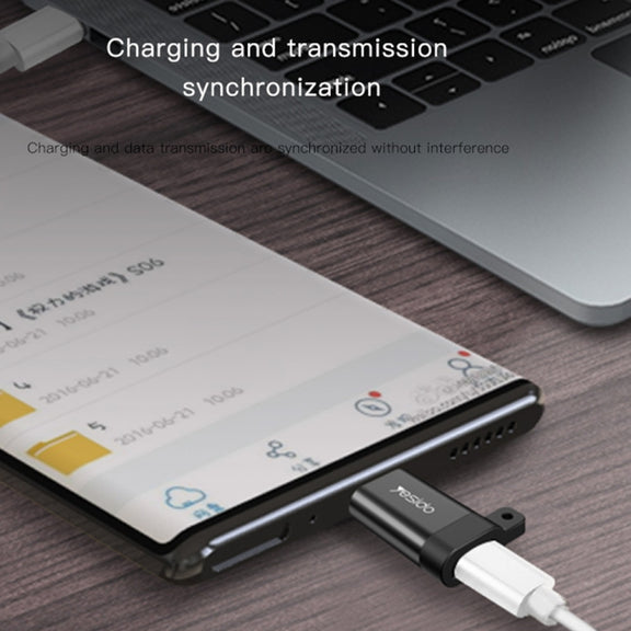 Yesido GS04 Type-C to Micro USB Mini Connector Adapter with Keychain(Black)