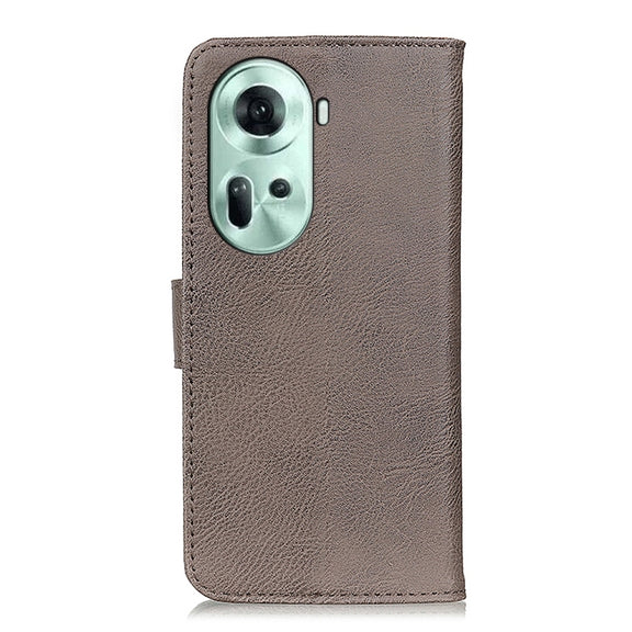For OPPO Reno11 5G Global KHAZNEH Cowhide Texture Flip Leather Phone Case(Khaki)