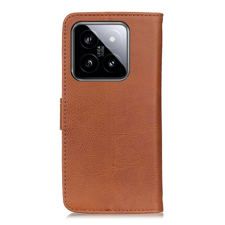For Xiaomi 14 KHAZNEH Cowhide Texture Flip Leather Phone Case(Brown)