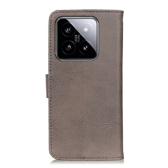 For Xiaomi 14 Pro KHAZNEH Cowhide Texture Flip Leather Phone Case(Khaki)