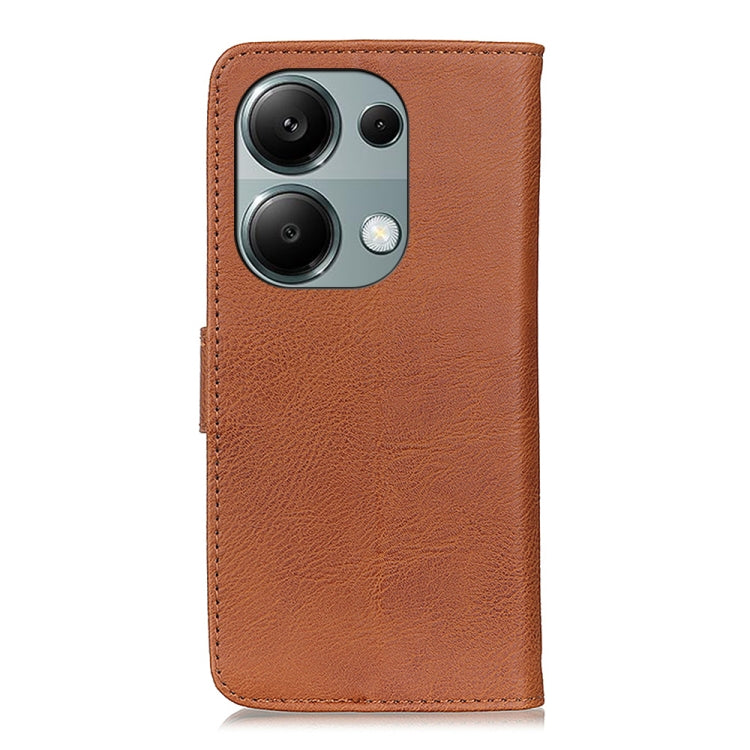 For Xiaomi Redmi Note 13 4G KHAZNEH Cowhide Texture Flip Leather Phone Case(Brown)