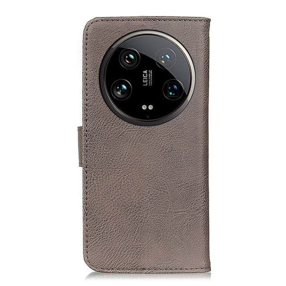 For Xiaomi 14 Ultra KHAZNEH Cowhide Texture Flip Leather Phone Case(Khaki)