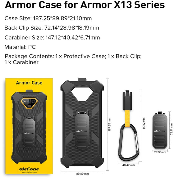 For Ulefone Armor X13 Ulefone Back Clip Phone Case with Carabiner(Black)